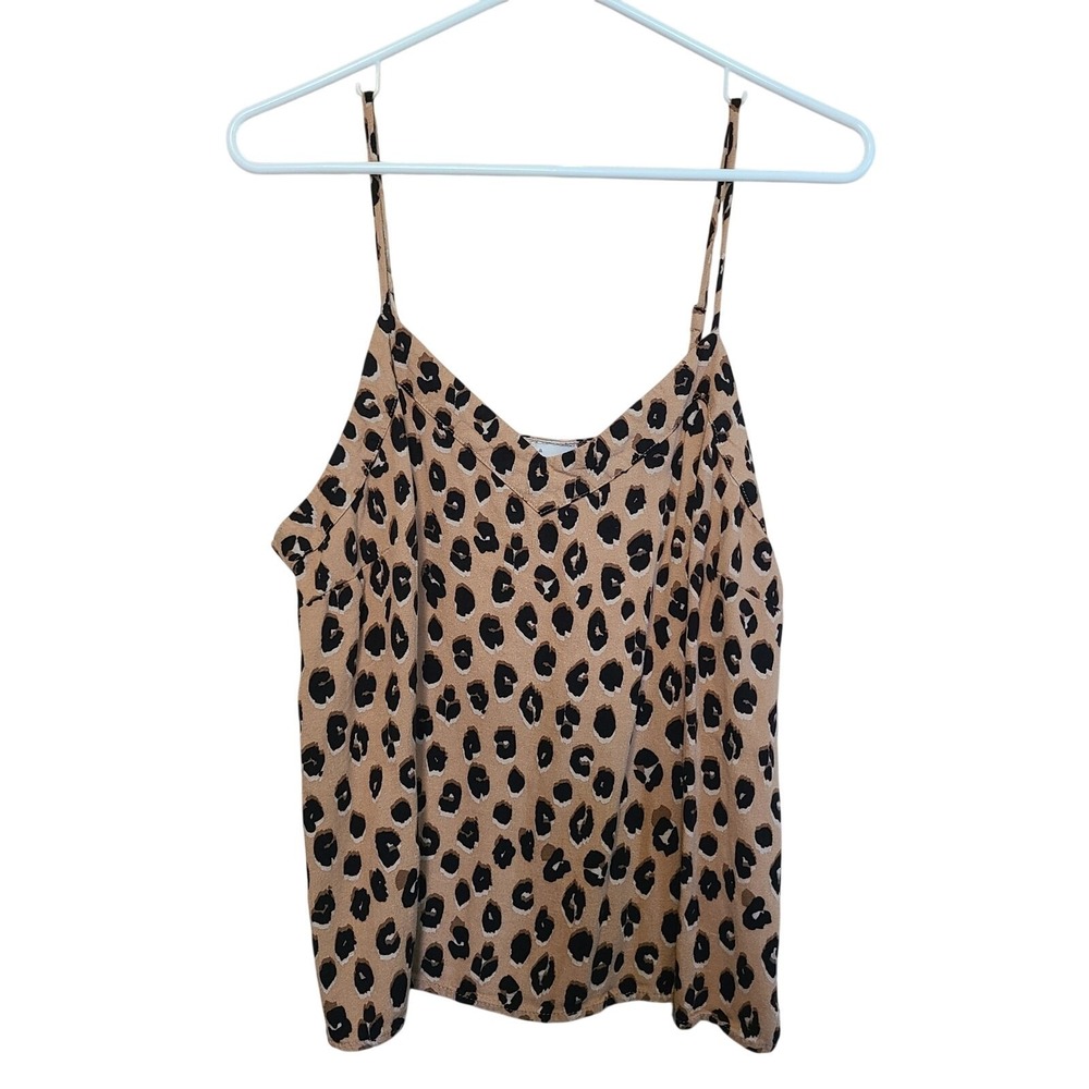 A New Day Leopard Print Tank Camisole Womens L V-Neck Mob Wife Adjustable Straps